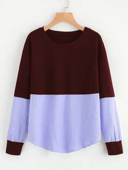 Contrast Stripe Drop Shoulder Sweatshirt