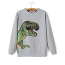 Dinosaur Patterned Print Loose Sweatshirt