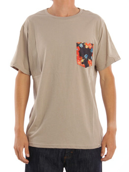 Reef Floral Pockets T Shirt in Warm Grey