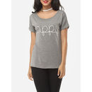Letter Printed Lovely Round Neck Short-sleeve-t-shirts