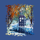 Snowy Blue Phone booth at winter zone T-Shirt