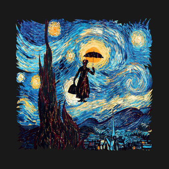 Girl with an Umbrella starry night T-Shirt