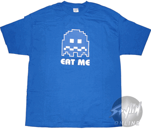 Pacman Ghost Eat Me Blue T-Shirt