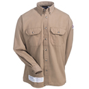 Bulwark Shirts: Men's SMU2KH Y3STSEH5207 Khaki FR Reflective Long Sleeve Shirt
