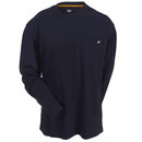 Cat Apparel: Men's Navy 1510198 382 Label Pocket Long-Sleeve Tee Shirt