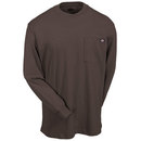 Dickies Shirts: Men's WL450 CB Brown Cotton Long Sleeve Tee Shirt