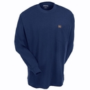 Wrangler Shirts: Men's Navy 3W710 NV Cotton Long Sleeve Pocket Tee Shirt