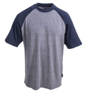 Wolverine Shirts: Men's W1203430 417 Navy Blue/Grey Short-Sleeve Cotton Blend Logo Tee Shirt