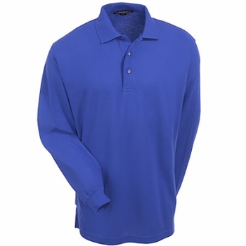 Port Authority Shirts:  Men's Royal Blue Silk Touch Long Sleeve Polo Shirt K500LS RYL