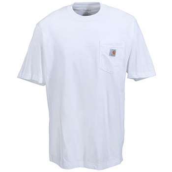 Carhartt Shirts: Men's White K87 WHT Short-Sleeve Pocket Tee Shirt