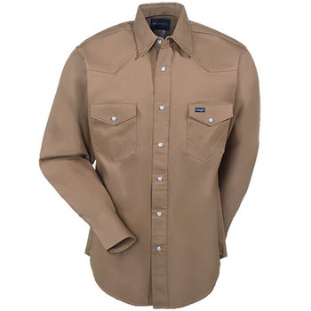 Wrangler Shirts: Men's Light Brown MS71519 Twill Long Sleeve Western Shirt
