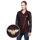 Wonder Woman Asymmetrical Moto-Style Jacket - Red/Black