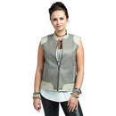 Star Wars Rey Faux Leather Embroidered Vest - Grey/Ivory