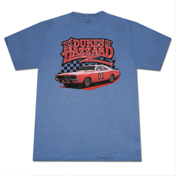 Dukes Of Hazzard The General Lee Heather Blue Graphic Tee Shirt