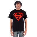 Superman Red Shield Logo Black Adult T-shirt
