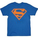 Superman Orange Shield Logo Blue Adult T-shirt Tee
