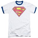 Superman Retro Logo White With Blue Ringers T-shirt