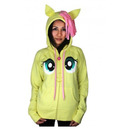 Fluttershy Pegasus Face Butter Yellow Hoodie with Mane and Wings