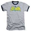 Batman Classic Retro Logo Gray With Black Ringers T-shirt