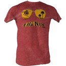 Magnum P.I. Glasses Mustache Burgundy T-Shirt