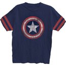 Captain America Distressed Shield Striped Sleeves T-shirt