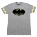 Batman Distressed Logo Striped Sleeves T-shirt