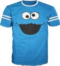Cookie Monster Face With Striped Seeves T-shirt