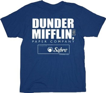 The Office Dunder Mifflin Paper Company Sabre Navy Adult T-shirt