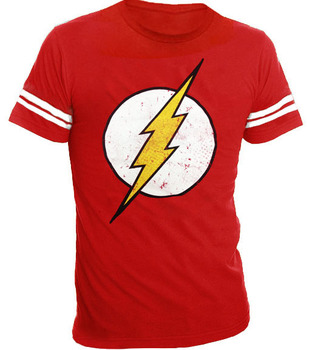 The Flash Distressed Logo With Striped Sleeves T-shirt