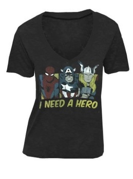 Marvel Comics I Need A Hero Black V-neck T-shirt